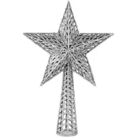 Gerimport Kerst piek - ster vorm - zilver - 27 cm - kunststof - kerstboompieken