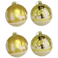 Gerimport Kerstballen - goudkleurig - 4ST - gedecoreerd - D8 cm - Kerstbal