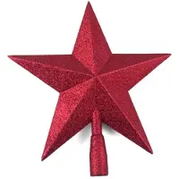 Gerimport Kunststof kerstboom ster piek rood 27 cm - Kerstpieken - kerstboompieken