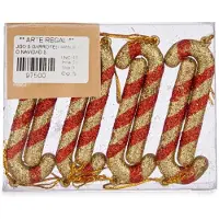 Arte Regal 8x stuks kunststof kersthangers zuurstokken rood/goud 11 cm kerstornamenten - Kersthangers