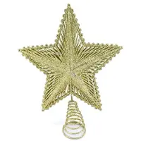 Gerimport Kunststof kerstboom ster piek goud 24 cm - Kerstpieken - kerstboompieken