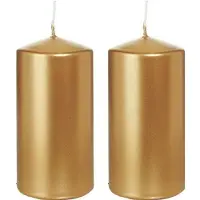 Trend Candles 2x Kaarsen goud 6 x 12 cm 40 branduren sfeerkaarsen - Stompkaarsen