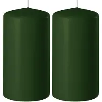 Enlightening Candles 2x Kaarsen donkergroen 6 x 8 cm 27 branduren sfeerkaarsen - Stompkaarsen