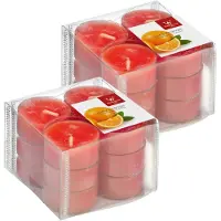 Trend Candles 24x Geurtheelichtjes sinaasappel/oranje 4 branduren - geurkaarsen