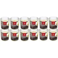 Trend Candles 12x Zoete vanille geurkaarsen tegen rooklucht/anti tabak in glazen houder 25 branduren - geurkaarsen