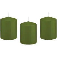 Trend Candles 8x Olijfgroene cilinderkaarsen/stompkaarsen 6 x 8 cm 29 branduren - Stompkaarsen