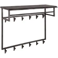Hoyz kapstok yucon hoog 12 haken hoedenplank massief acaciahout 100x30x80