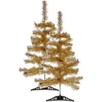 Krist+ 2x stuks kleine glitter bronzen kerstbomen van 60 cm - Kunstkerstboom