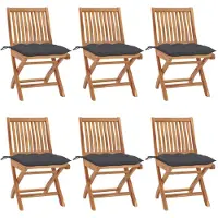 vidaXL Tuinstoelen 6 st inklapbaar met kussens massief teakhout