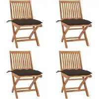 vidaXL Tuinstoelen 4 st inklapbaar met kussens massief teakhout