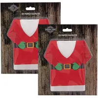 Svenska Living 20x stuks kerst thema gevouwen servetten kerstman trui 22 x 34 cm - Feestservetten