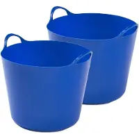 Whitefurze 2x stuks flexibele emmers - 26 liter - Kunststof - Blauw - 38 x 41 x 35 cm - Wasmanden