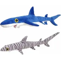 Nature Planet Set van 2x pluche haaien knuffels van 60 cm - Knuffel zeedieren