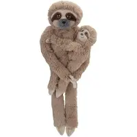 Nature Planet pluche dieren knuffel - Luiaard met baby - 48 cm - Knuffeldier