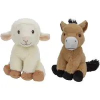 Nature Planet Pluche boerderijdieren knuffels Schaap en Paard van 23 cm - Knuffel boederijdieren