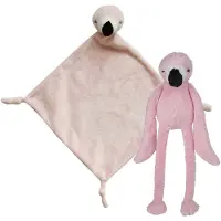 Nature Planet Pluche dieren setje Roze flamingo knuffel van 33 cm en tutteldoekje 40 cm - Knuffeldier