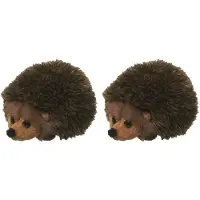 Nature Planet Familie van 2x stuks pluche kleine Egel knuffel van 13 cm - Knuffeldier