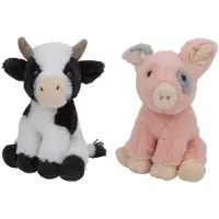 Nature Planet Pluche boerderijdieren knuffels Koe en Varken van 23 cm - Knuffel boederijdieren