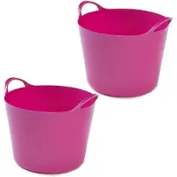 Whitefurze 2x stuks flexibele emmers - 14 liter - Kunststof - Roze - 32 x 36 x 25 cm - Wasmanden
