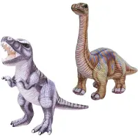 Nature Planet Speelgoed set van 2x pluche dino knuffels T-Rex en Apatosaurus van 30 cm - Knuffeldier