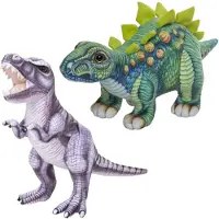 Nature Planet Speelgoed set van 2x pluche dino knuffels T-Rex en Stegosaurus van 30 cm - Knuffeldier