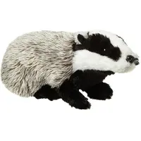 Nature Planet pluche knuffeldier - Das - grijs/zwart - 32 cm - Bosdieren knuffels - Knuffel bosdieren