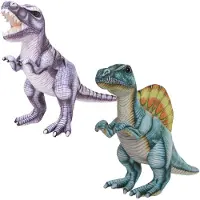 Nature Planet Speelgoed set van 2x pluche dino knuffels T-Rex en Stegosaurus van 30 cm - Knuffeldier