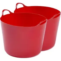 Whitefurze 2x stuks flexibele emmers - 39 liter - Kunststof - Rood - 43 x 49 x 37 cm - Wasmanden
