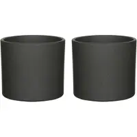 Mica Decorations 2x testart Bloempot mat donkergrijs keramiek voor kamerplant H14.5 x D17.5 cm - Plantenpotten