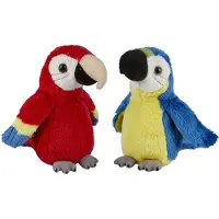 Ravensden Papegaaien serie pluche knuffels 2x stuks -Blauwe en Rode van 15 cm - Vogel knuffels