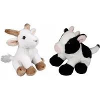 Ravensden Boerderij dieren zachte pluche knuffels 2x stuks - Geit en Koe van 15 cm - Knuffel boederijdieren