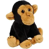 Ravensden Pluche knuffel dier Chimpansee aap - zwart - 15 cm - Speelgoed apen knuffelbeesten - Knuffeldier