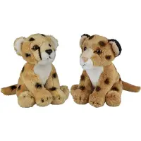 Ravensden Safari dieren serie pluche knuffels 2x stuks - Cheetah en Luipaard van 15 cm - Knuffeldier