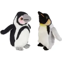 Ravensden Zuidpool serie pluche knuffels 2x stuks - Pinguin met kuiken van 15 cm - Vogel knuffels