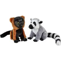 Ravensden Apen serie zachte pluche knuffels 2x stuks - Ringstaart Maki en Vari Aapje van 18 cm - Knuffel bosdieren