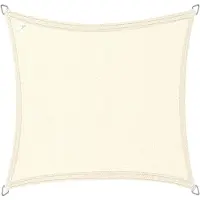 Buitenkado schaduwdoek vierkant 2,5x2,5 m - HDPE/RVS - crème wit - incl. bevestigingsset