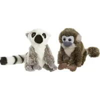 Nature Planet Apen serie zachte pluche knuffels 2x stuks - Maki aap en Squirrel aap van 18 cm - Knuffeldier