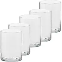 Trend Candles Theelichthouder - 5x - transparant - glas - hoog model - 5,5 x 6,5 cm - Glazen kaarsenhouders - Woondecoraties