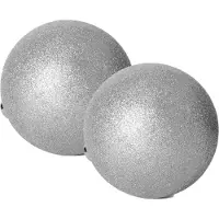 Gerimport Kerstbal - 2x stuks - kunststof - zilver glitters - D20 cm
