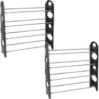 Gerimport 3x stuks kunststof stapelbaar schoenenrek/schoenenstandaard 4-laags 20 x 62 x 65 cm zwart/grijs - Schoenen opbergen
