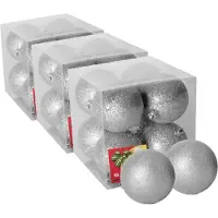 Gerimport 24x stuks kerstballen zilver glitters kunststof diameter 7 cm - Kerstboom versiering