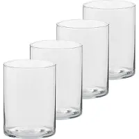 Trend Candles Theelichthouder - 4x - transparant - glas - hoog model - 5,5 x 6,5 cm - Glazen kaarsenhouders - Woondecoraties