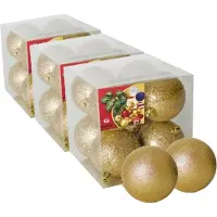 Gerimport 24x stuks kerstballen goud glitters kunststof diameter 7 cm - Kerstboom versiering