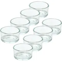 Trend Candles theelichthouder - 8x - glas - transparant - 4x3 cm - waxinelicht