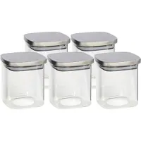 Gerimport Gerim - Voedsel/etenswaren 5x voorraadpotten 800 ml glas en RVS deksel