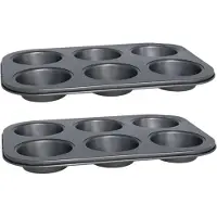 Gerimport Gerim - 2x Muffins/cupcakes bakvorm/blik voor 6x stuks - 26 x 19 cm