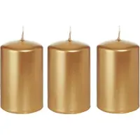 Trend Candles Cilinderkaars/stompkaars - 6x - goud - 5 x 8 cm - 18 branduren - horeca kaarsen