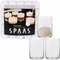 Trend Candles 5x stuks hoge theelichthouder/waxinelichthouder van glas 5,5 x 6,5 cm met 50x stuks waxinelichtjes