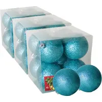 Gerimport 24x stuks kerstballen ijsblauw glitters kunststof diameter 7 cm - Kerstboom versiering