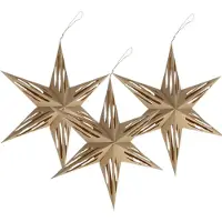 Gerimport 3x stuks papieren decoratie kerstster lampionnen lichtbruin 40 cm - Kerststerren - Kerstdecoratie/kerstversiering